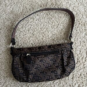 Vintage Liz Claiborne brown logo print bag, shoulder bag, mini shoulder bag
